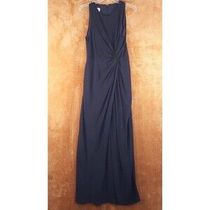 ARMANI COLLEZIONI Womens Dress Size 8 Black Gown Draped Front Thigh Slit Evening